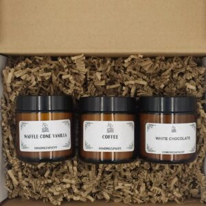 Zestaw Świec Sojowych w Brązowym Szkle